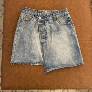 Off center mini jean skirt - size small